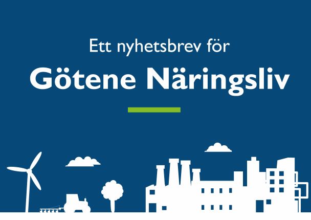 Nyhetsbrevets logotyp. En stadssilhuett mot blå bakgrund.