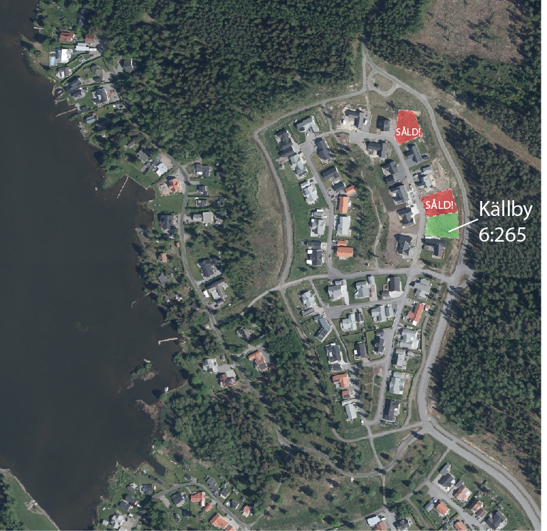 Karta som redovisar lediga tomter i Nordskog 3, Källby