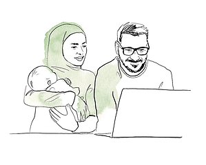 Ett par som håller handen och går bort från kameran.