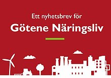 Nyhetsbrevets logotyp. En stadssilhuett mot blå bakgrund.