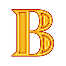 Bild på bokstaven B. Bokstarts logotype.