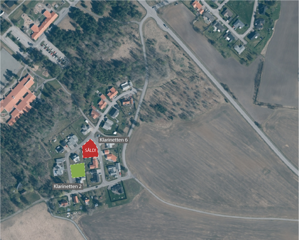 Karta som redovisar lediga tomter i Källstorp, Götene